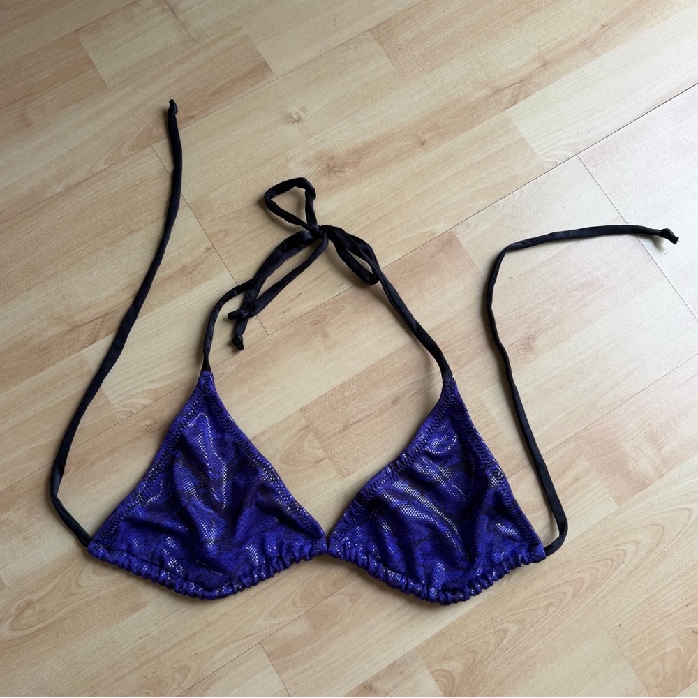 Purple Wet-look Snake Print Bikini Top